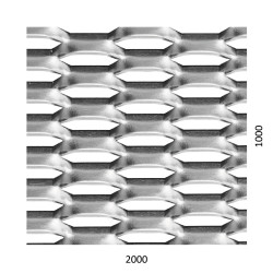 Ťahokov Al, kosoštvorcové oko, mostík: 5mm, 2000x1000x2mm Ťahokov Al, kosoštvorcové oko, mostík: 5mm, 2000x1000x2mm